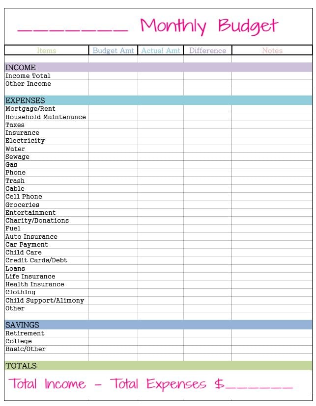 Image - monthly budget template