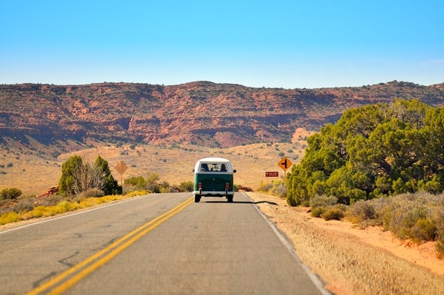 Volkswagon van on roadtrip