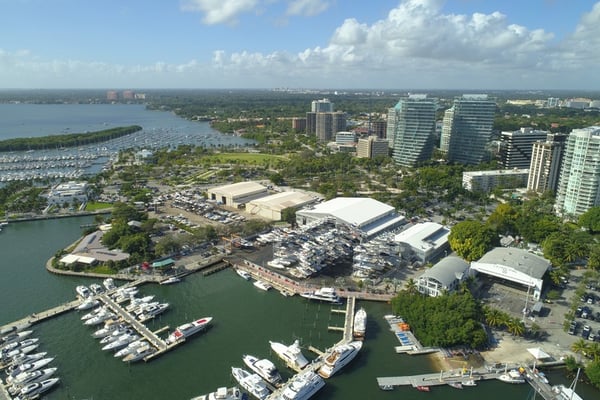 aerial image of marina in coconut grove miami