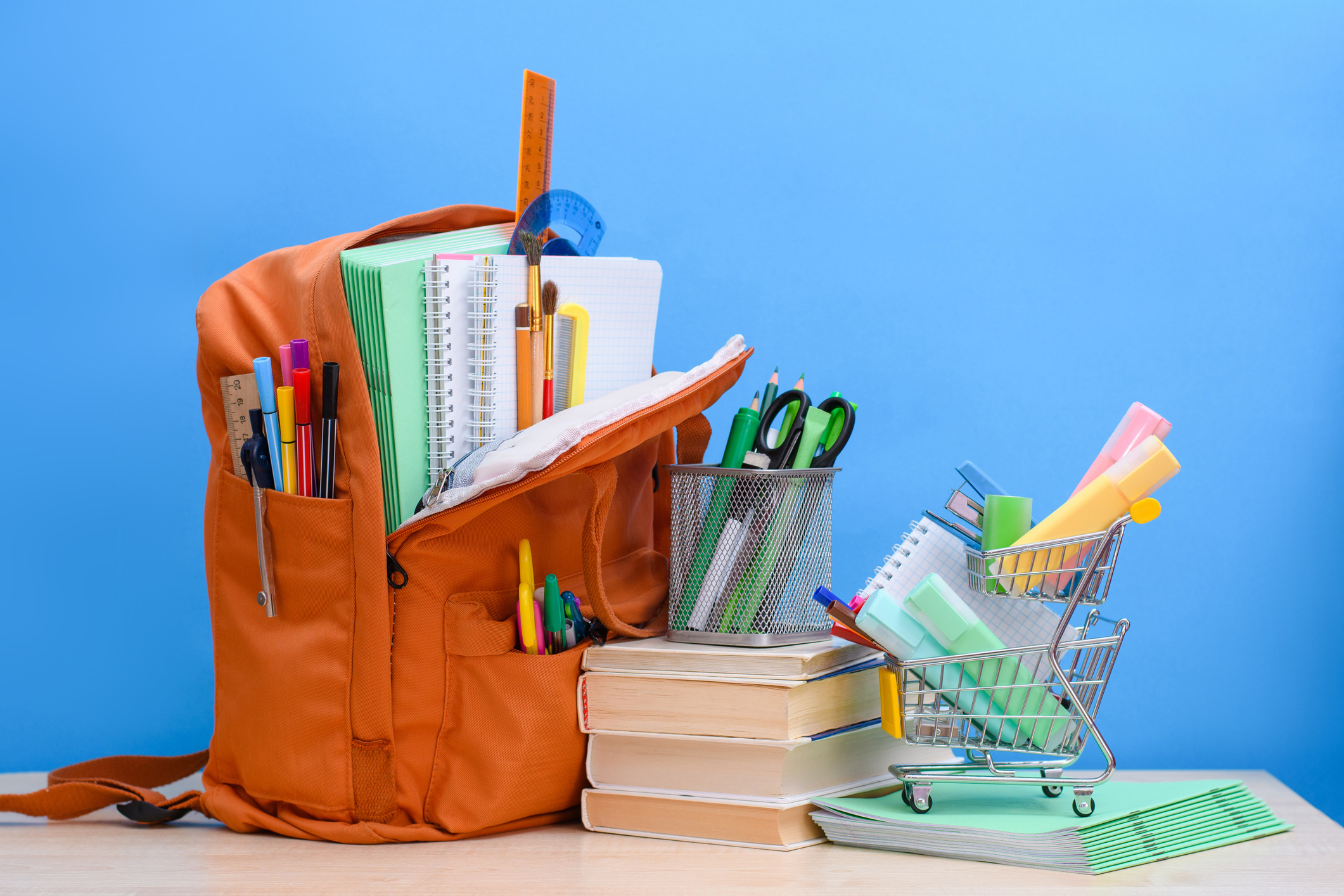 backpack with school supplies
