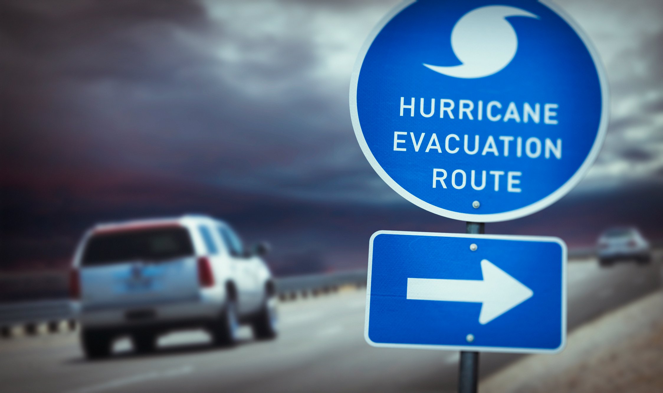 cars on hurricane evacuation route in florida