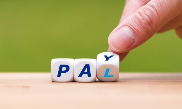 dice being rolled by person that read pay pal