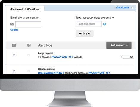 Image of TFCU online banking - alerts feature