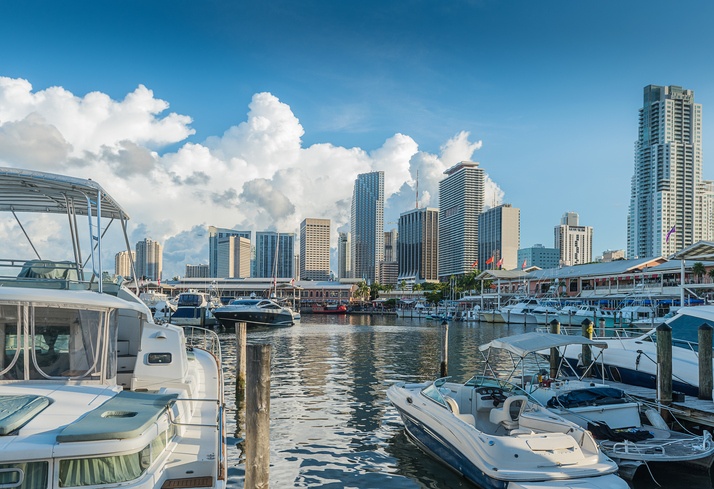 boats docked in Miami bayside marina